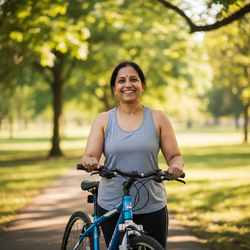 Cyclist – Woman 50s South Asian