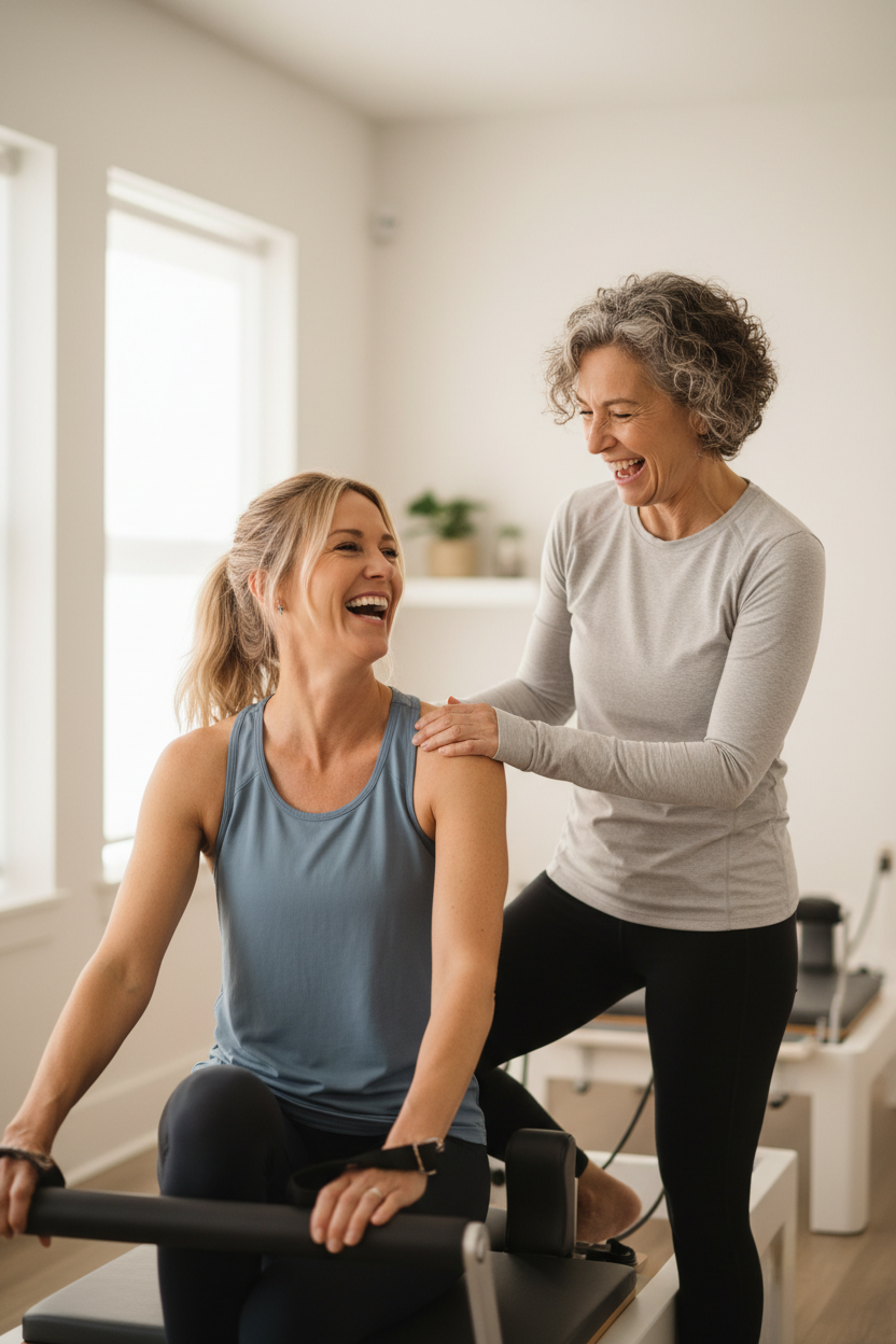 Pilates – Two Women Laughing