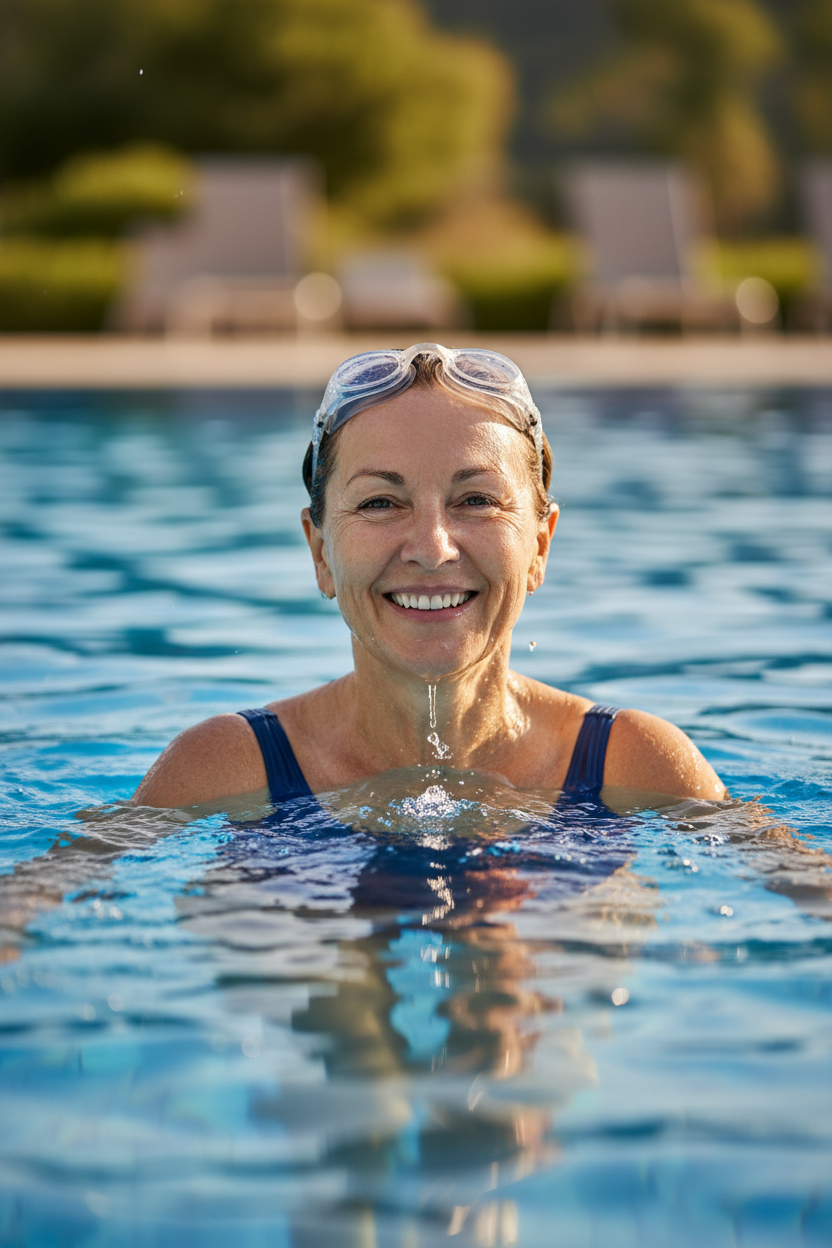 Swimming – Woman Mid-Swim Joyful